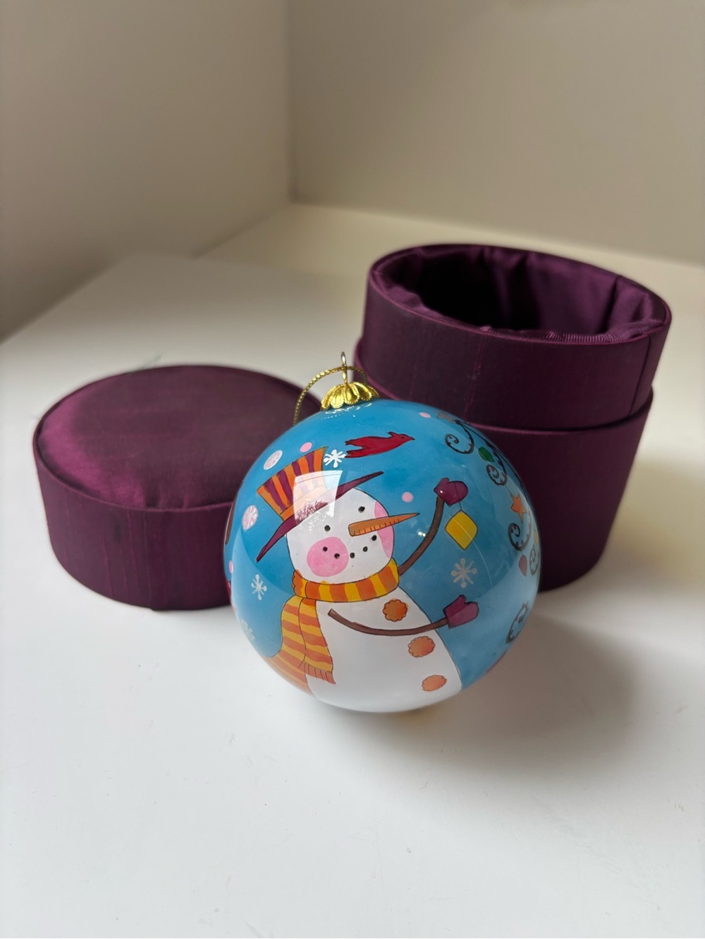Pier One Le Bien Christmas Ornament 2007 Snowman Blue With Original Box